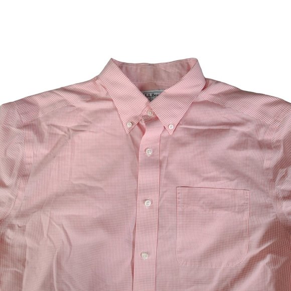 LL Bean Mens Medium Regular Shirt Traditional Fit Short Sleeve 280481 Orange - Picture 5 of 9